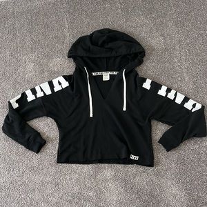 Black Cropped Hoodie from PINK